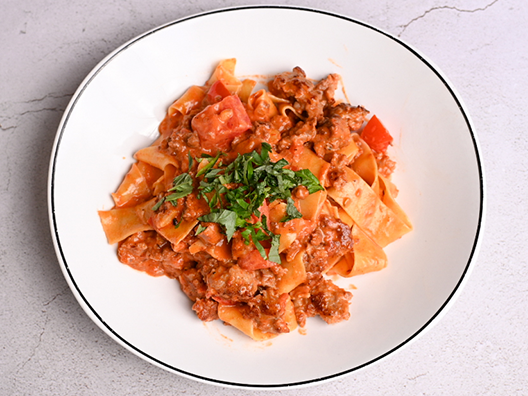 picture of pappardelle and italian sausage