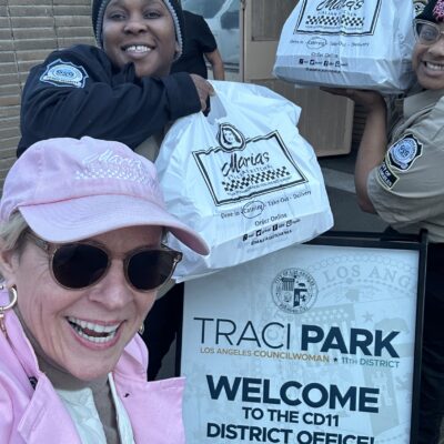 Maddy dropping off food to the CD11 District Office first responders